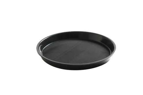 Serving tray, round, non-slip, high rim, black, HENDI, ⌀320x(H)37mm
