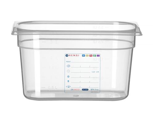 Pojemnik GN 1/4 HACCP, HENDI, GN 1/4, 3,5L, transparentny, 265x162x(H)150mm