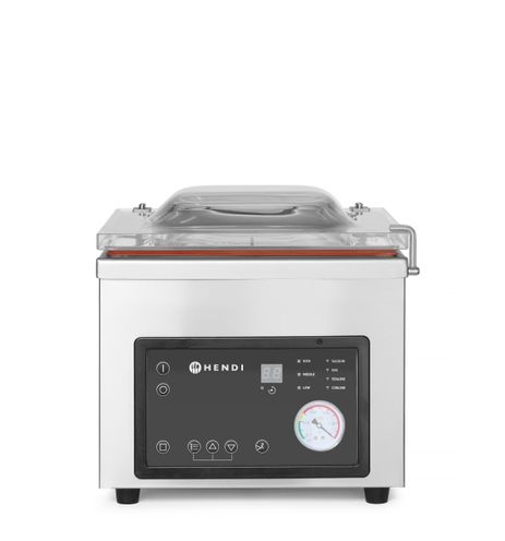 Envasadora al vacío con cámara, HENDI, Profi Line, tira de sellado de 260 mm, 230V/370W, 330x480x(H)360mm