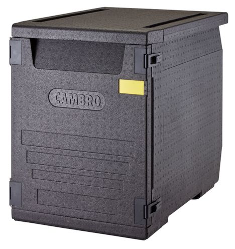 Termoizolační box Cam GoBox s předním plněním pro nádoby 600x400 mm, bez drážek, Cambro, 155 l, bez drážek, 155L, Černá, 770x540x(H)687mm