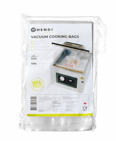 Pakendid vaakumpakendamise - ja sous-vide’i jaoks - 100 tükki, HENDI, 100 tk., 150x250mm