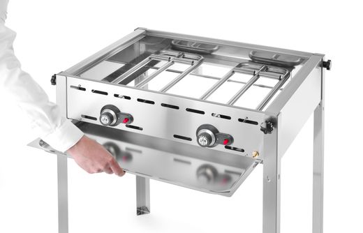 2 degiklių ekologiška kepsninė, HENDI, Profi Line, Emaliuota ketaus keptuvė ir grotelės GN 1/1, 11,6kW, 740x615x(H)825mm 1