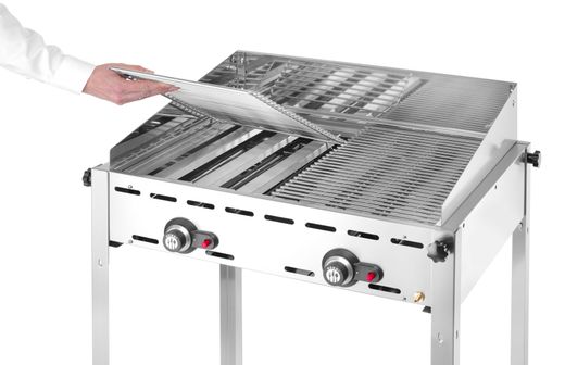 2 degiklių ekologiška kepsninė, HENDI, Profi Line, Emaliuota ketaus keptuvė ir grotelės GN 1/1, 11,6kW, 740x615x(H)825mm 1