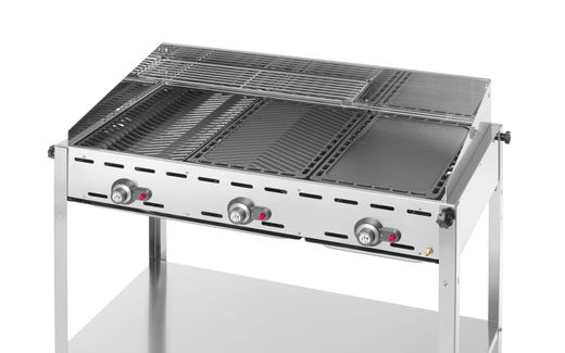 3-horákový gril Green Fire Profi Line, HENDI, Profi Line, Vybavený dolnou policou a kolieskami., 17,4kW, 1078x612x(H)825mm 1