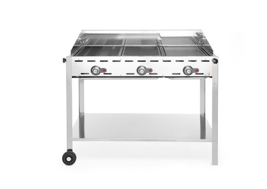 3-horákový gril Green Fire Profi Line, HENDI, Profi Line, Vybavený dolnou policou a kolieskami., 17,4kW, 1078x612x(H)825mm 1