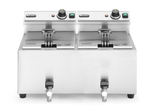 Ruční fritéza s vypouštěcím kohoutem, 2 × 8 l, HENDI, Profi Line, 16L, 230V/7000W, 610x515x(H)369mm 1