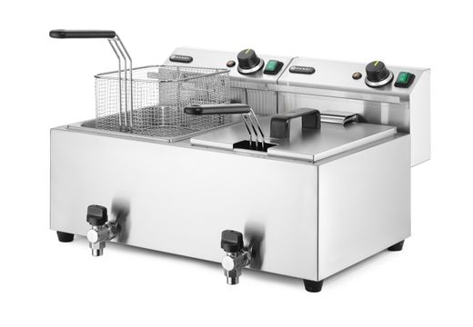 Ruční fritéza s vypouštěcím kohoutem, 2 × 8 l, HENDI, Profi Line, 16L, 230V/7000W, 610x515x(H)369mm 1