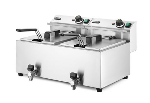 Ruční fritéza s vypouštěcím kohoutem, 2 × 8 l, HENDI, Profi Line, 16L, 230V/7000W, 610x515x(H)369mm 1