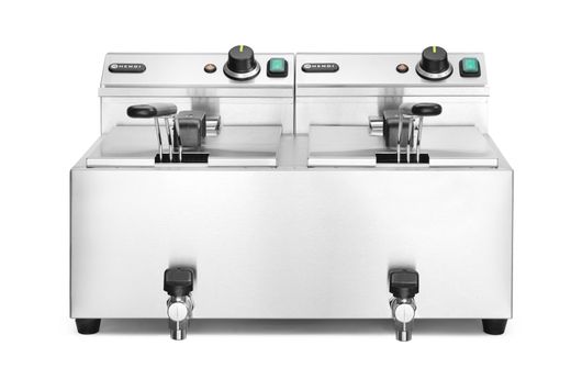 Ruční fritéza s vypouštěcím kohoutem, 2 × 8 l, HENDI, Profi Line, 16L, 230V/7000W, 610x515x(H)369mm 1