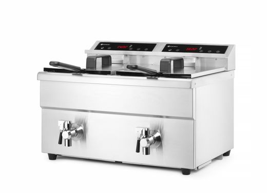 Induction deep fryer with drain tap - 2 x 8 l, HENDI, Profi Line, 16L, 230V/7000W, 577x609x(H)410mm 1
