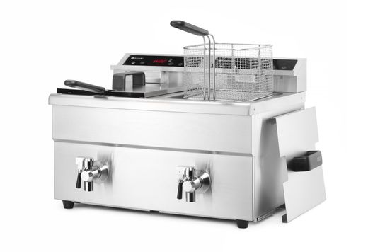 Induction deep fryer with drain tap - 2 x 8 l, HENDI, Profi Line, 16L, 230V/7000W, 577x609x(H)410mm 1
