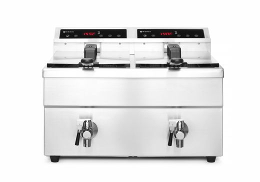 Induction deep fryer with drain tap - 2 x 8 l, HENDI, Profi Line, 16L, 230V/7000W, 577x609x(H)410mm 1