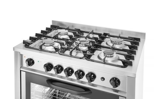 Gas cooker - 5 burners with electric oven, HENDI, Kitchen Line, Silver, 230V/2900W, 14,3kW, 900x653x(H)900mm 1