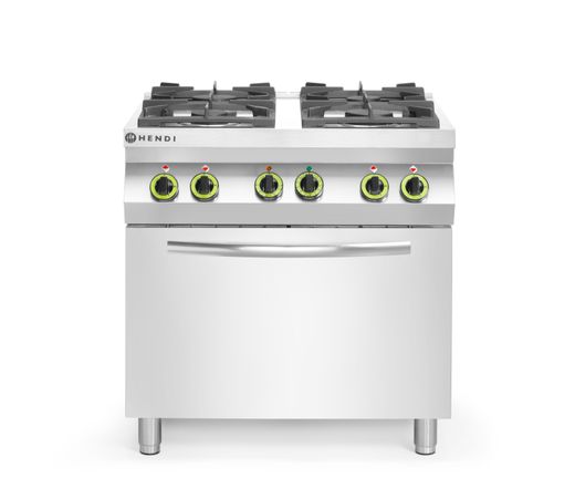 Gas cooker 4-burner with convection oven GN 1/1, HENDI, Kitchen Line, 230V/3000W, 19kW, 800x722x(H)900mm 1