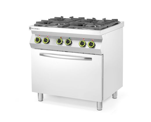 Gas cooker 4-burner with convection oven GN 1/1, HENDI, Kitchen Line, 230V/3000W, 19kW, 800x722x(H)900mm 1