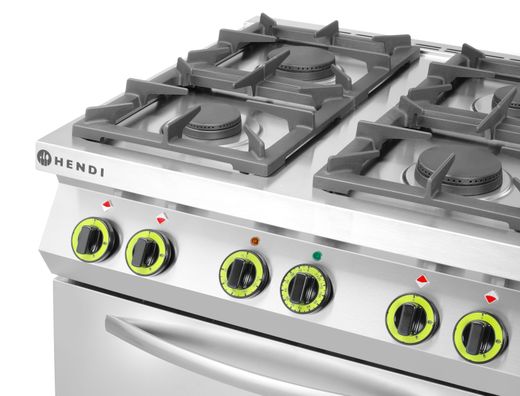 Gas cooker 4-burner with convection oven GN 1/1, HENDI, Kitchen Line, 230V/3000W, 19kW, 800x722x(H)900mm 1