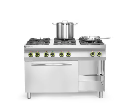 Gas cooker Kitchen Line 6-burner with convection oven GN 1/1, HENDI, Kitchen Line, 230V/3000W, 28,5kW, 1200x722x(H)900mm 1