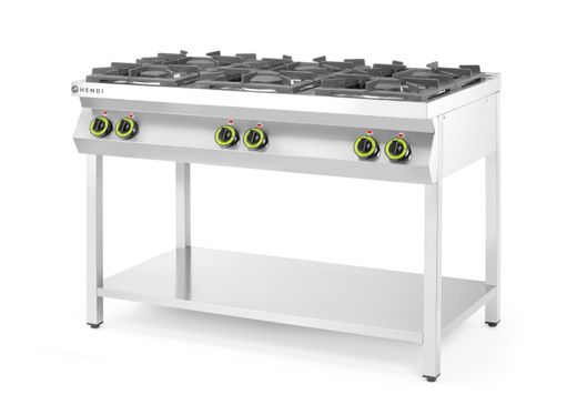 Gas cooker 6-burner open stand, HENDI, Kitchen Line, 28,5kW, 1200x700x(H)900mm 1