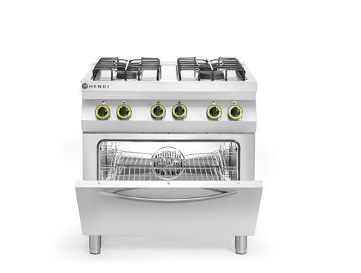 4-burner gas cooker with GN 1/1 electric convection oven, HENDI, Smart, GN 1/1, 230V/3000W, 17000kW, 800x700x(H)900mm 1