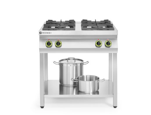 Cucina a gas Cucina Linea 4 bruciatori con supporto aperto, HENDI, Kitchen Line, 19kW, 800x700x(H)900mm 1