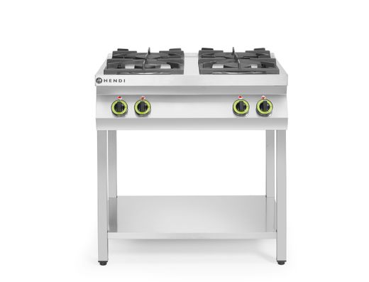 Cucina a gas Cucina Linea 4 bruciatori con supporto aperto, HENDI, Kitchen Line, 19kW, 800x700x(H)900mm 1