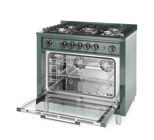 Gas cooker - 5 burners with electric oven, HENDI, Kitchen Line, GN 1/1, Green, 230V/2900W, 14,3kW, 900x655x(H)850mm 1