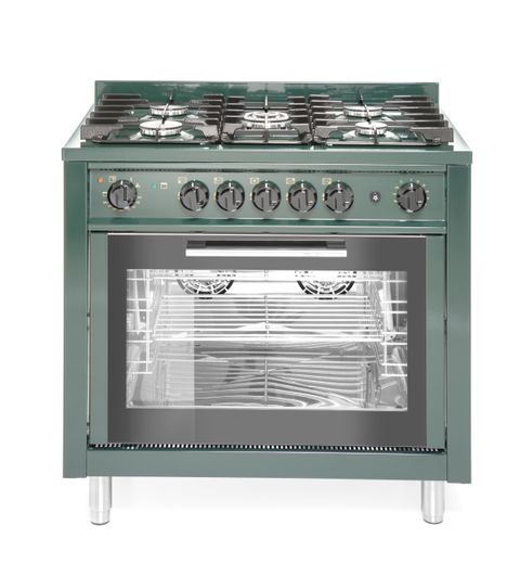 Gas cooker - 5 burners with electric oven, HENDI, Kitchen Line, GN 1/1, Green, 230V/2900W, 14,3kW, 900x655x(H)850mm 1