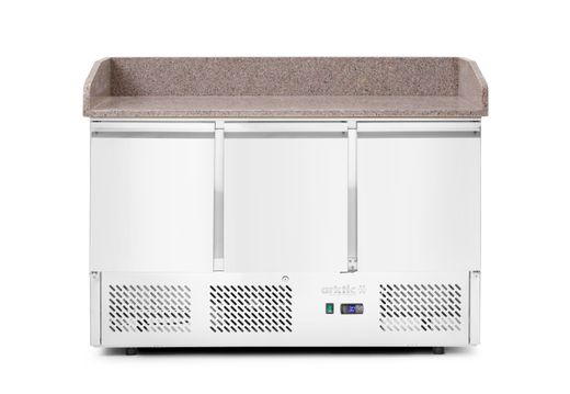 Stół chłodniczy do pizzy 3-drzwiowy z nadstawą i blatem granitowym, Arktic, 254L, 230V/400W, 1400x700x(H)1491mm 1