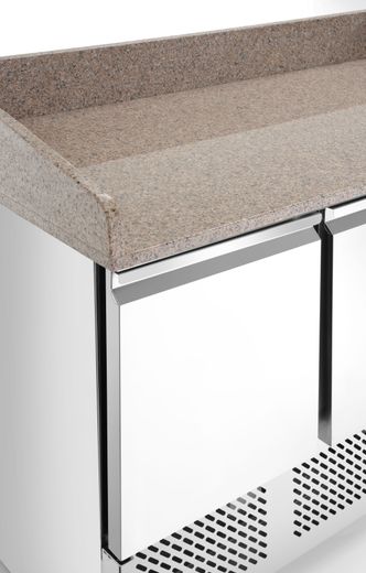 Stół chłodniczy do pizzy 3-drzwiowy z nadstawą i blatem granitowym, Arktic, 254L, 230V/400W, 1400x700x(H)1491mm 1