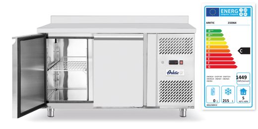 Freezer counter, 2 doors, Arktic, Profi Line, With backsplash, GN 1/1, 280L, 230V/600W, 1360x700x(H)910mm 1