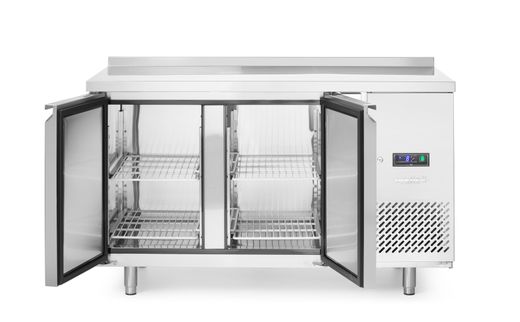 Freezer counter, 2 doors, Arktic, Profi Line, With backsplash, GN 1/1, 280L, 230V/600W, 1360x700x(H)910mm 1
