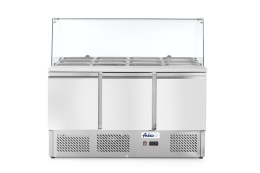 Three door salad counter with glass display 380L, Arktic, 254L, 230V/310W, 700x1365x(H)1300mm 1