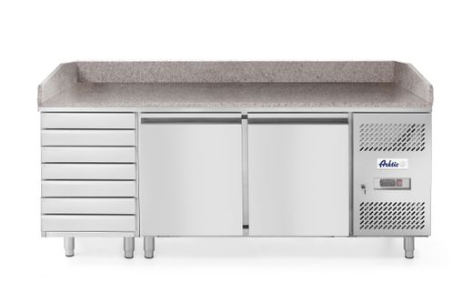 2 durų šaldymo stalas picai su 7 skyriais ir stalviršiu iš granito, Arktic, 250L, 230V/250W, 2020x802x(H)1000mm 1