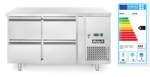 Four drawer refrigerated counter Profi Line 280L, Arktic, Profi Line, Without backsplash, 230V/250W, 1360x700x(H)858mm 1