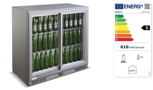 208L Barmatic Candour Double Door Undercounter Refrigerator, Stainless Steel, Barmatic, Barmatic, Silver, 230V/175W 1