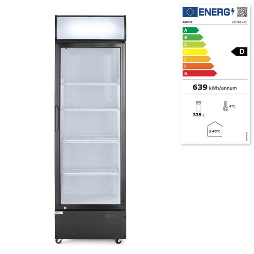 Frigorifero per bar posteriore con pannello retroilluminato, porta singola, Arktic, 254L, Nero, 230V/250W, 578x605x(H)1980mm 1