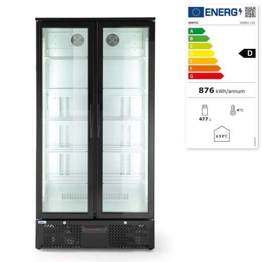 Back bar refrigerator double-door, Arktic, 477L, Black, 220-240V/365W, 900x530x(H)1820mm 1