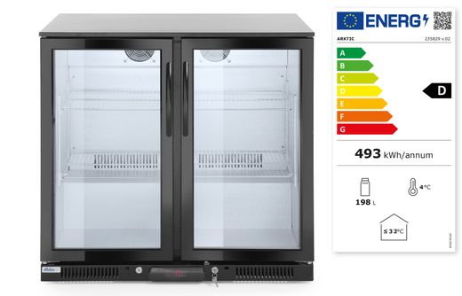 Back bar refrigerator double-door, Arktic, 180L, Black, 220-240V/160W, 900x540x(H)890mm 1