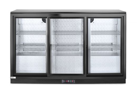 Back bar refrigerator with triple sliding doors, Arktic, 308L, Black, 220-240V/160W, 1350x520x(H)865mm 1