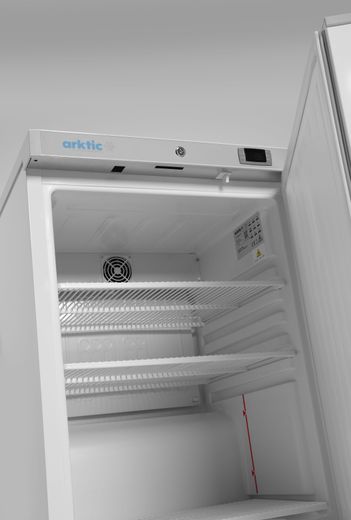 Budget Line cooling cabinet in a white painted steel casing, Arktic, Budget Line, 100L, White, 230V/124W, 598x623x(H)838mm 1