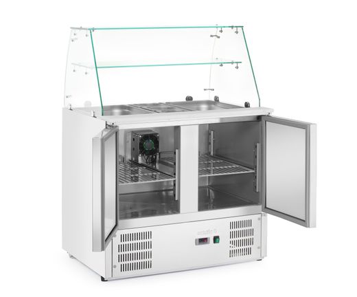 2-door refrigerated salad counter with glass superstructure, Arktic, two-chamber counter, 900x695x(H)1270mm 1