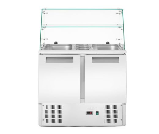 2-door refrigerated salad counter with glass superstructure, Arktic, two-chamber counter, 900x695x(H)1270mm 1