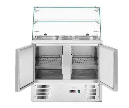 2-door refrigerated salad counter with glass superstructure, Arktic, two-chamber counter, 900x695x(H)1270mm 1