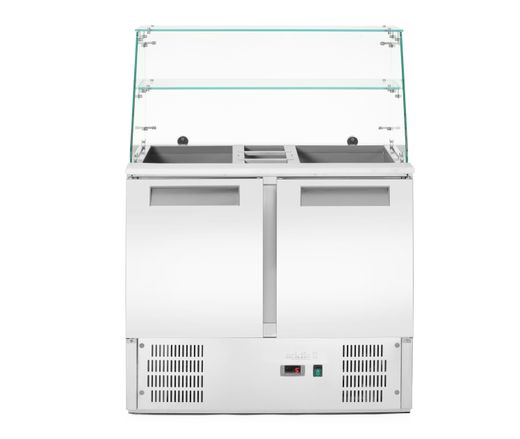 2-door refrigerated salad counter with glass superstructure, Arktic, two-chamber counter, 900x695x(H)1270mm 1