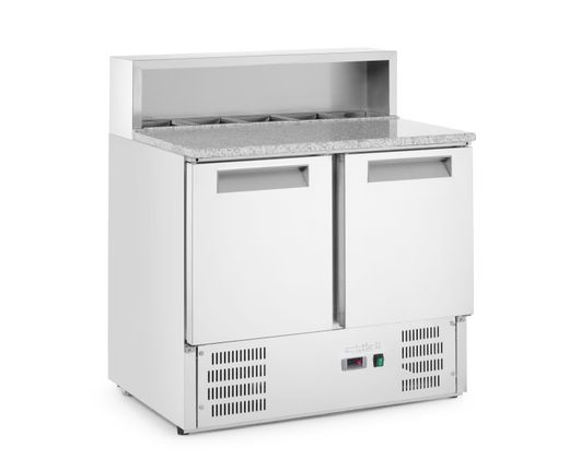 2-door refrigerated counter with superstructure and granite worktop, Arktic, 247L, 230V/145W, 900x700x(H)1070mm 1