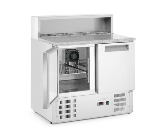 2-door refrigerated counter with superstructure and granite worktop, Arktic, 247L, 230V/145W, 900x700x(H)1070mm 1