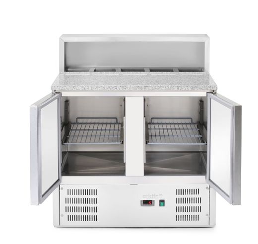 2-door refrigerated counter with superstructure and granite worktop, Arktic, 247L, 230V/145W, 900x700x(H)1070mm 1