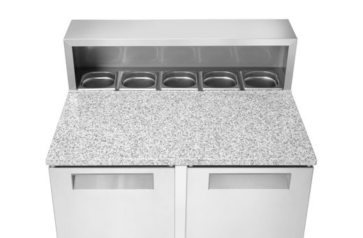 2-door refrigerated counter with superstructure and granite worktop, Arktic, 247L, 230V/145W, 900x700x(H)1070mm 1
