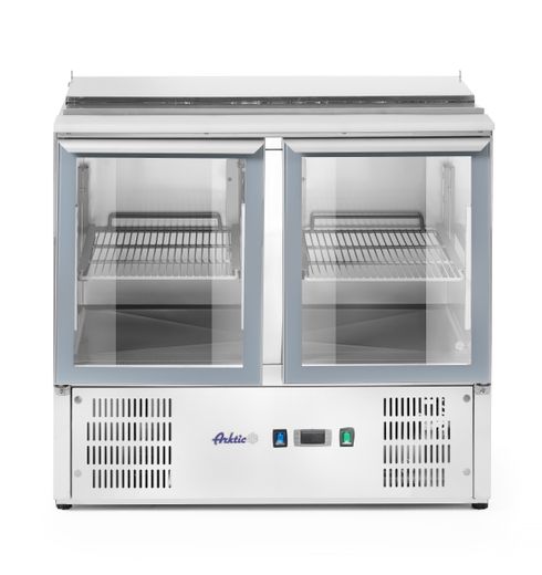 Stół chłodniczy 2-drzwiowy przeszklony z pokrywą uchylną, Arktic, 146L, 230V/145W, 700x900x(H)860mm 1