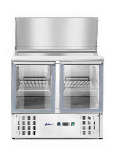 Stół chłodniczy 2-drzwiowy przeszklony z pokrywą uchylną, Arktic, 146L, 230V/145W, 700x900x(H)860mm 1